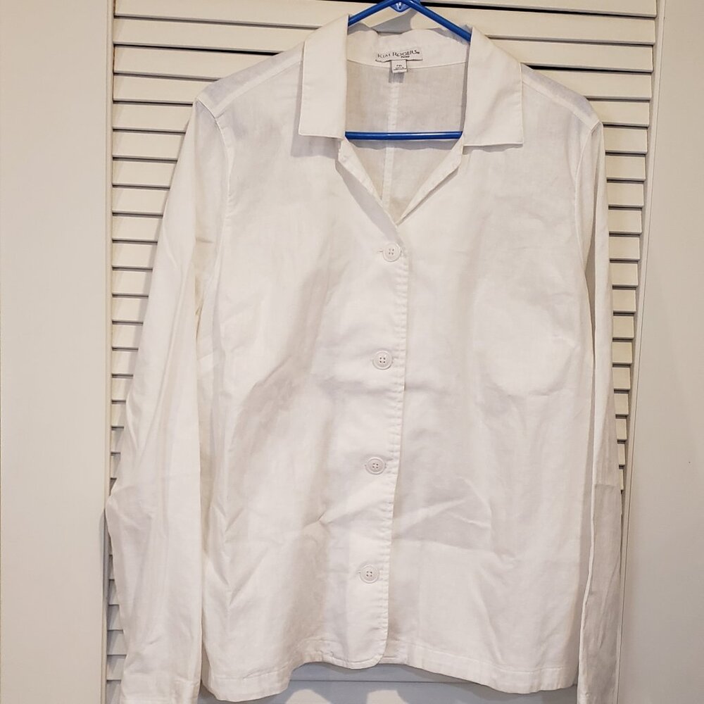 Kim rogers long sleeve linen cotton blend shirt